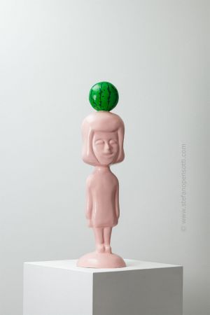 Gianni Cella Piccola anguria bambina rosa vetroresina nuovi futuristi