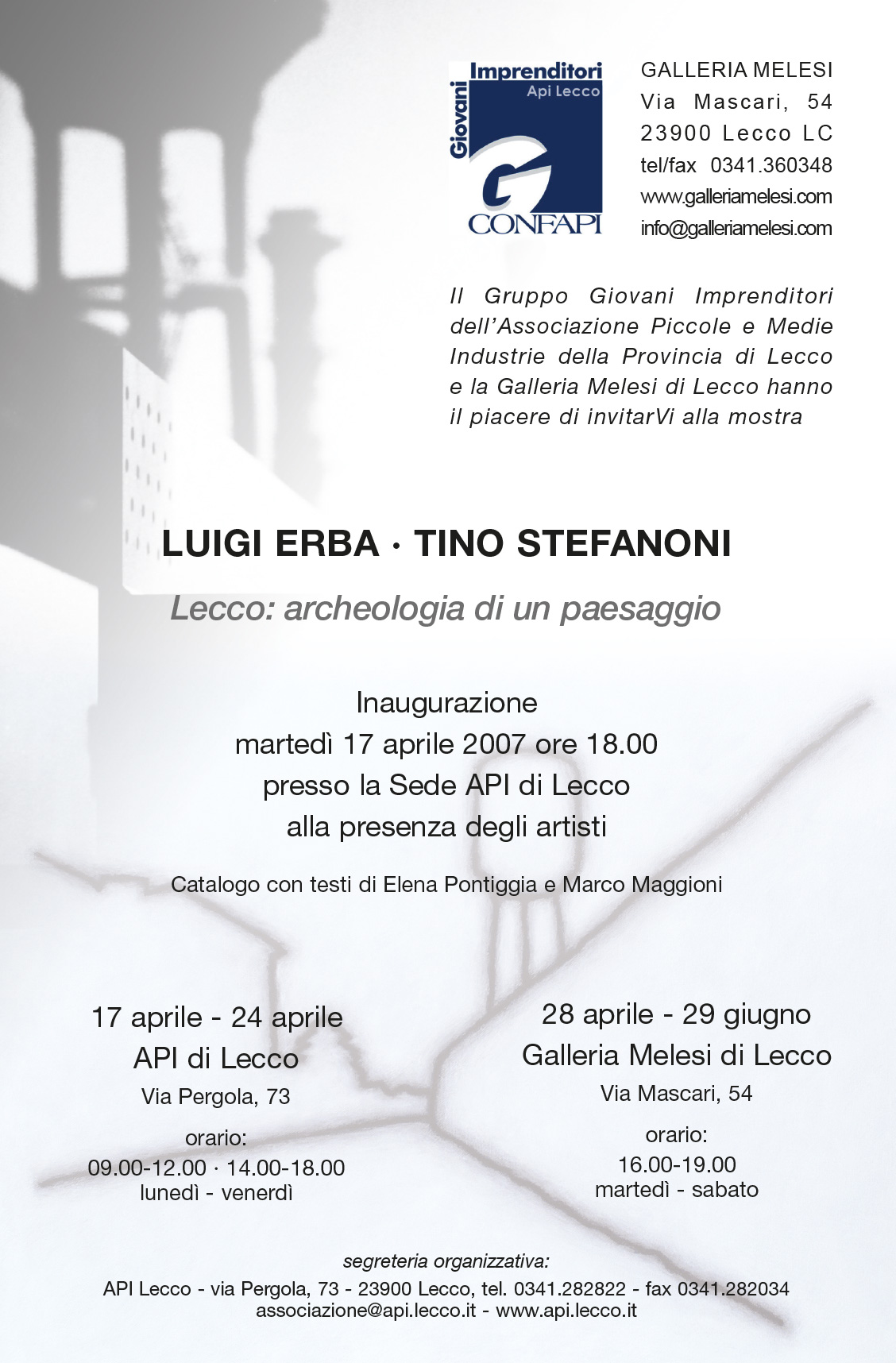 Locandina presentazione evento con Tino Stefanoni e Luigi Erba